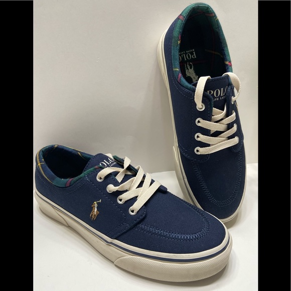 NEW Polo Ralph Lauren Faxon X Men's Lace Up Canvas Sneaker Shoes Navy 7-13 - Picture 8 of 9